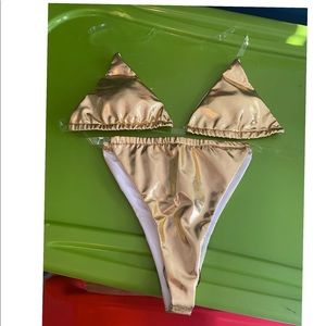 Gold clear strap bikini